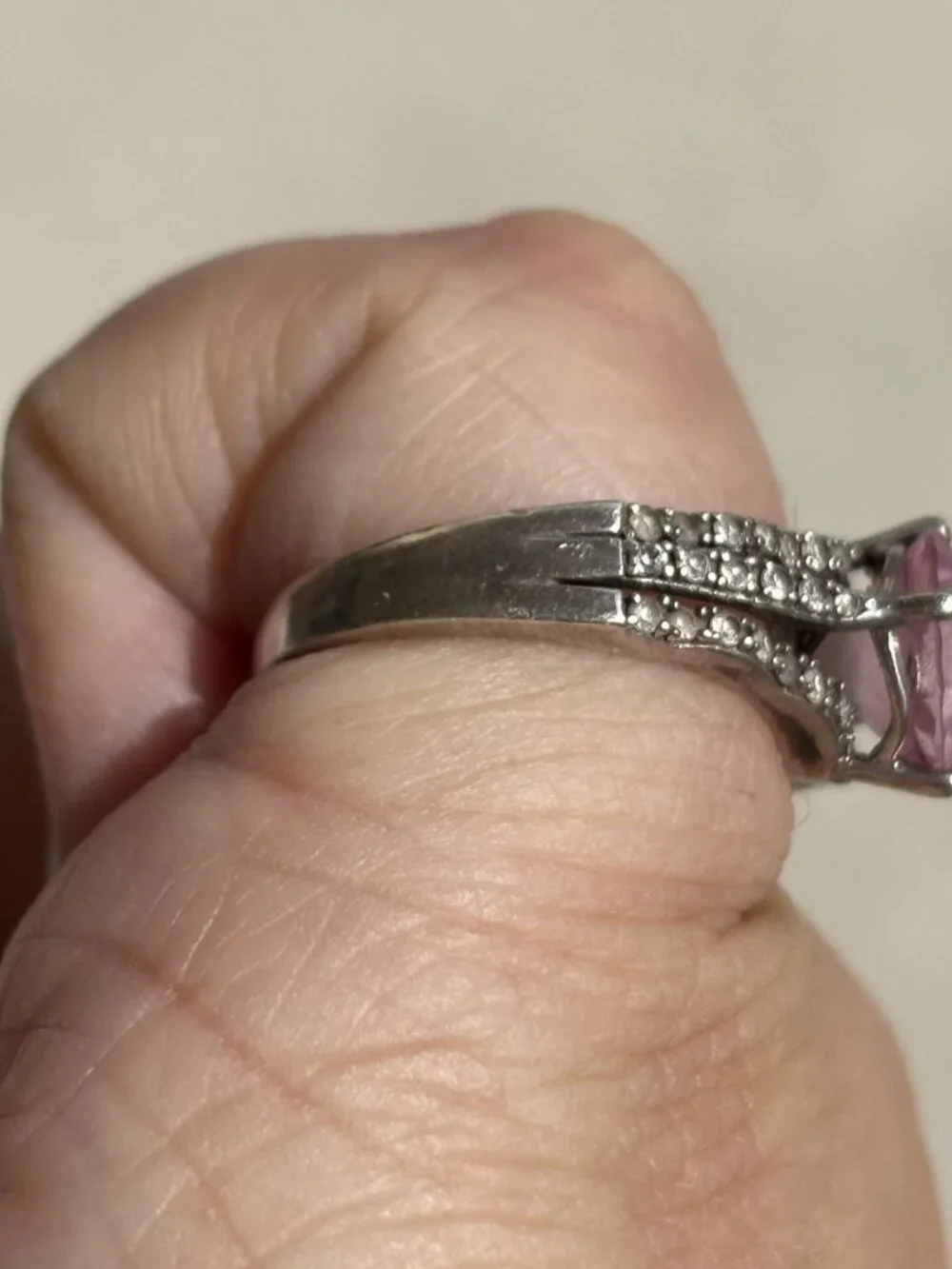 Sterling Silver 925 Pink Stone Ring Size 7 or 7.25